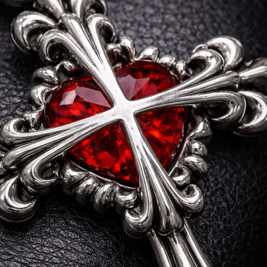 Crimson Sanctum Cross Necklace