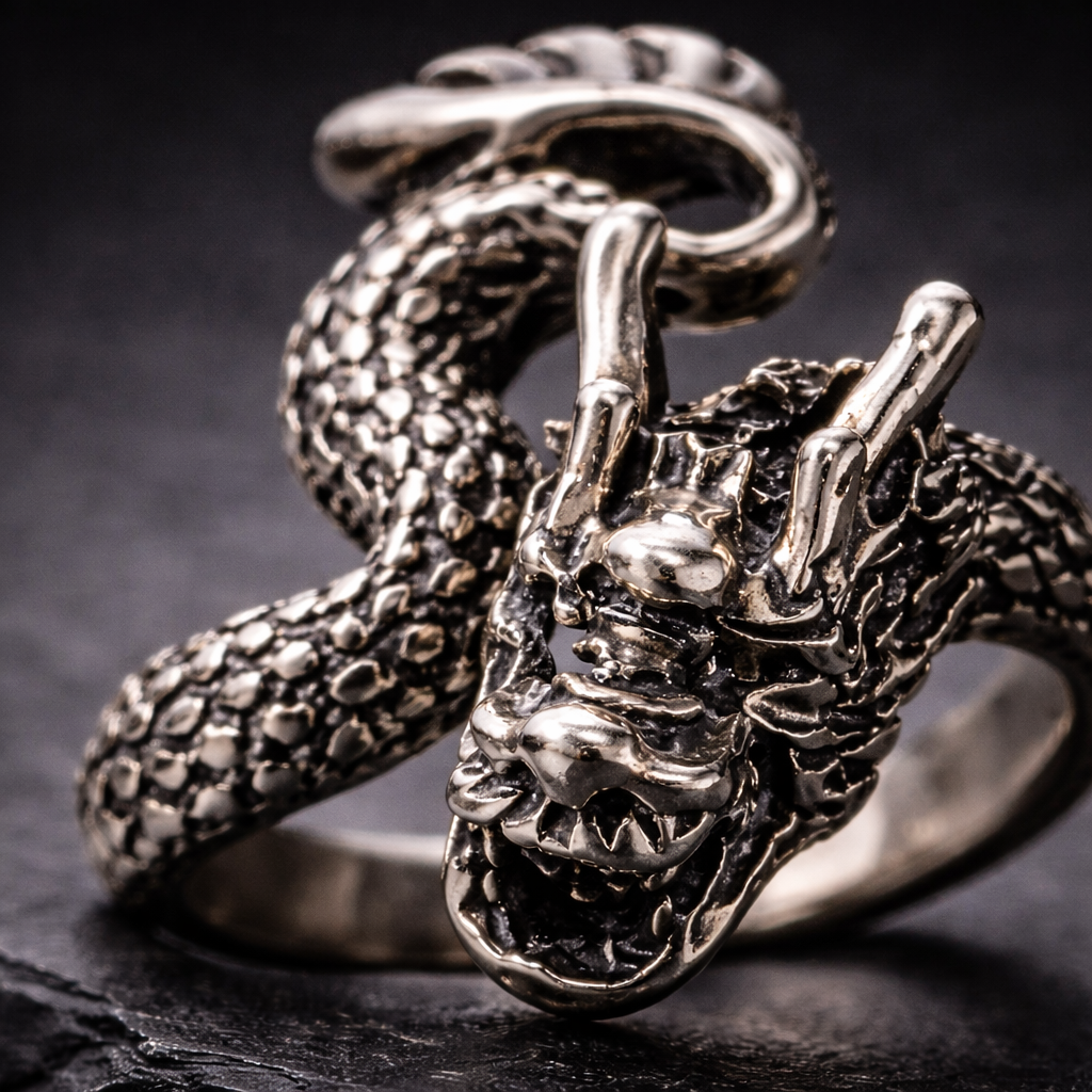 Twin Serpent Dragon Wrap Ring