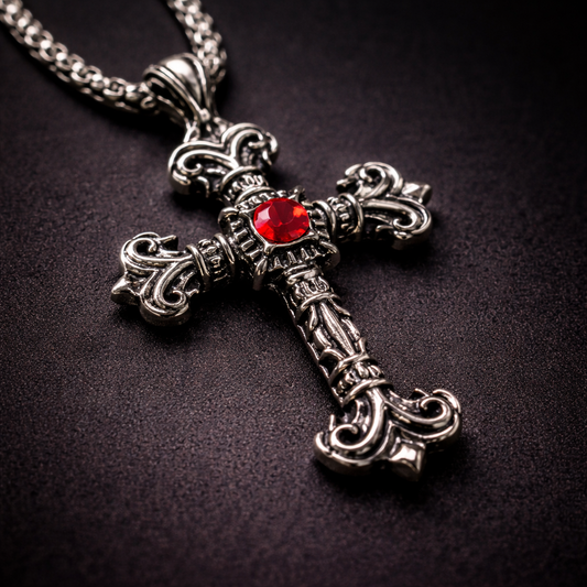 Crimson Dominion Cross Necklace