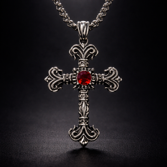 Crimson Dominion Cross Necklace