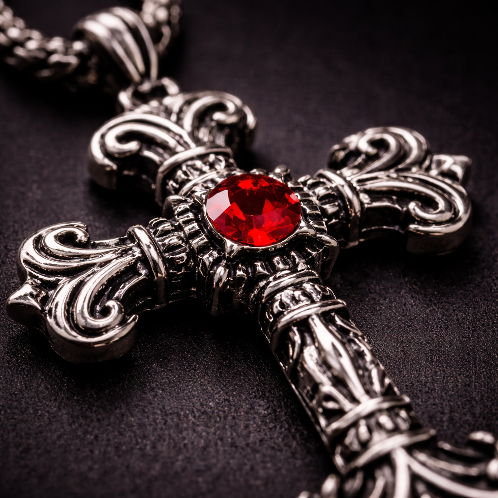 Crimson Dominion Cross Necklace