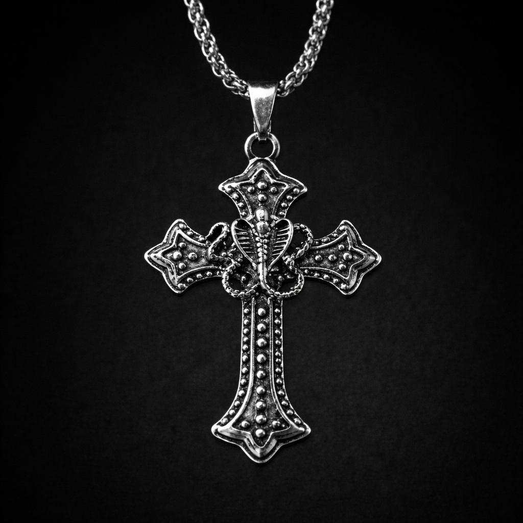 Serpent Creed Cross Necklace