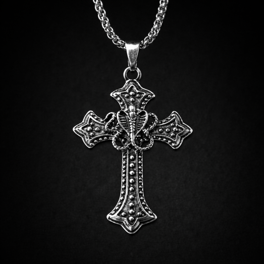 Serpent Creed Cross Necklace