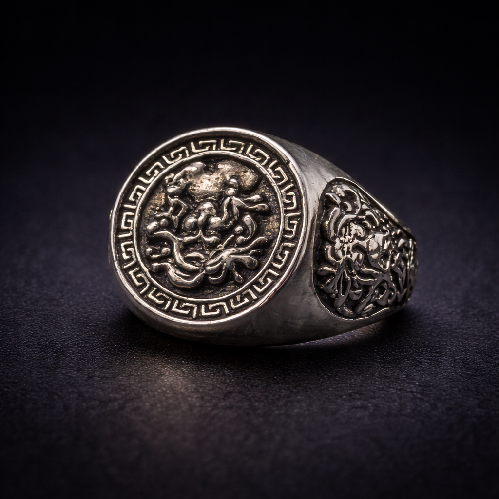 Imperial Dragon Crest Signet Ring