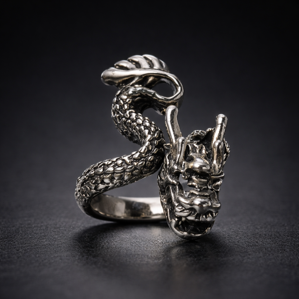 Twin Serpent Dragon Wrap Ring
